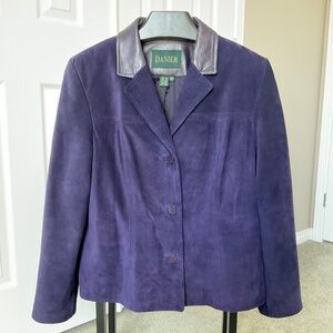 Danier Genuine Suede and Leather Purple Jacket Size Large